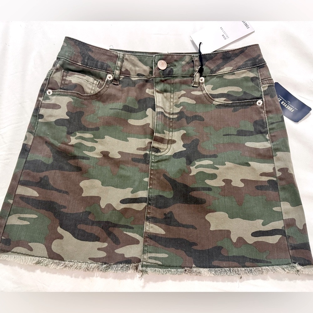 Camo Denim Mini Skirt